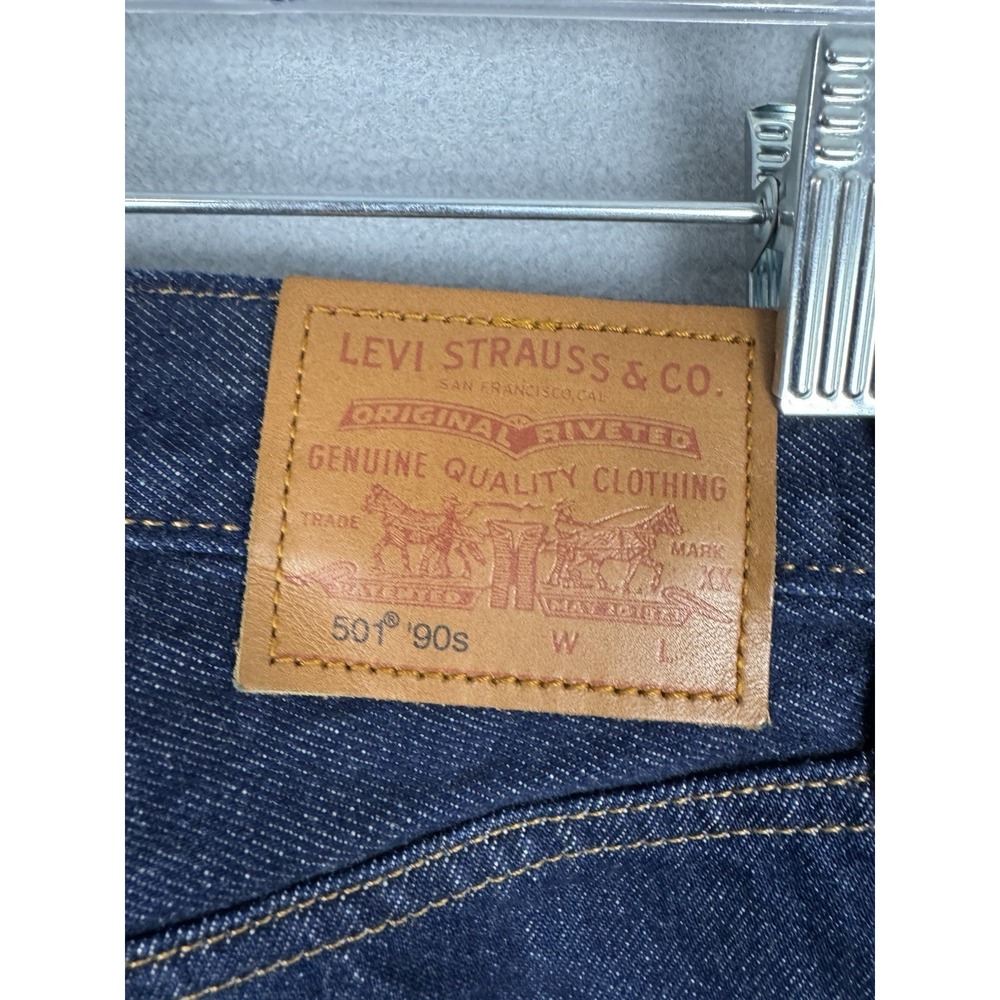 Levis Premium 501 Selvedge Denim Jeans Mens 26x36 (fits 30x35) Dark Wash Blue - Picture 8 of 16